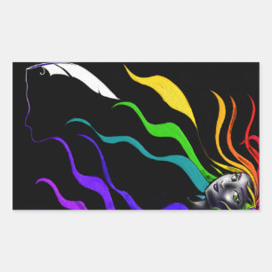 Adesivo Retangular Arcos-íris em seu cabelo