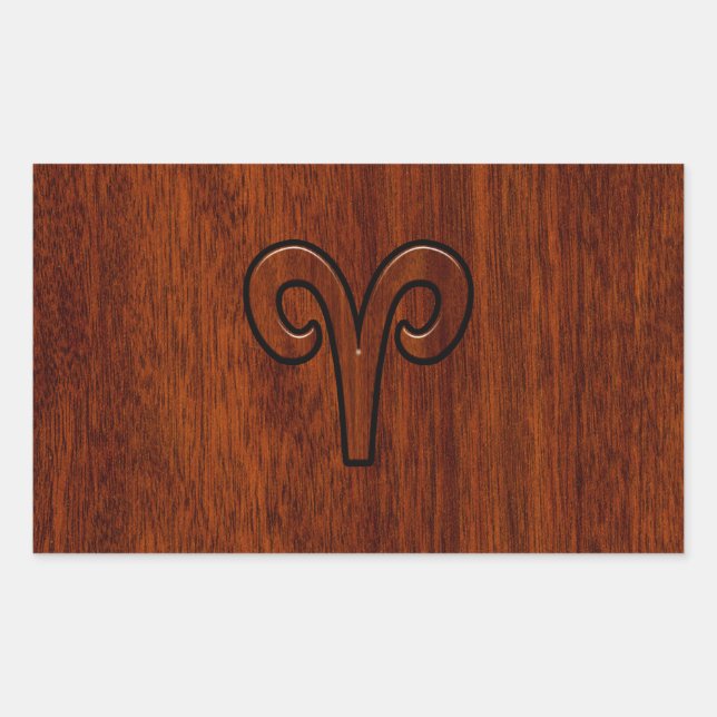 Adesivo Retangular Aries assine Mahogany como impressão decor (Frente)