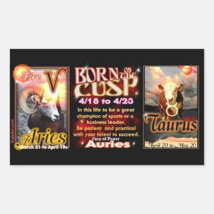 Adesivo Retangular Aries Taurus zodiac Cusp por valxart
