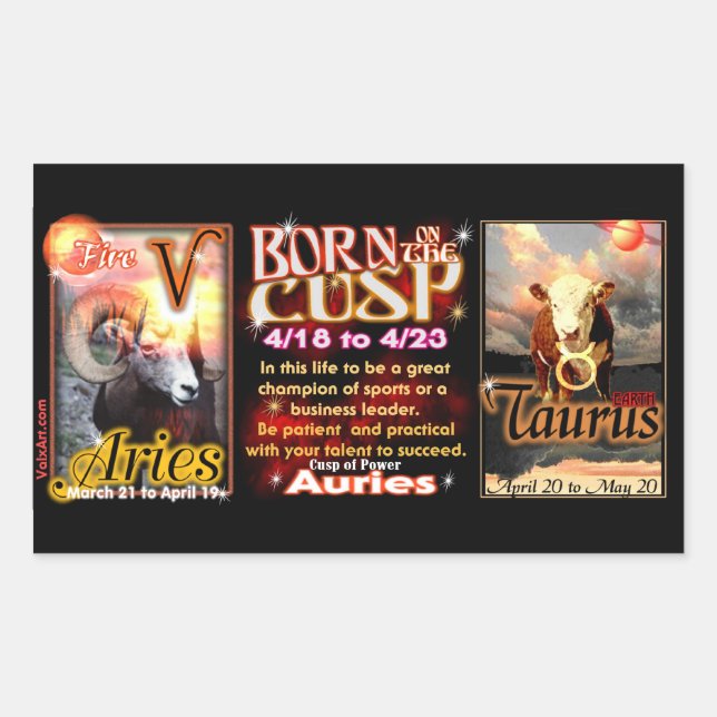 Adesivo Retangular Aries Taurus zodiac Cusp por valxart (Frente)