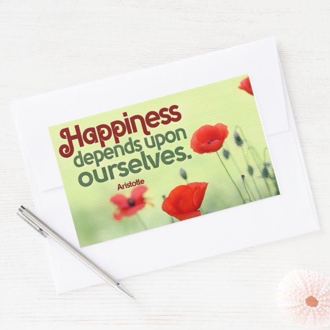 Adesivo Retangular Aristóteles Inspiração Citação "Felicidade" (Envelope)