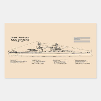 Adesivo Retangular ARIZONA USS - Enviar Planos de Impressão Blueprint
