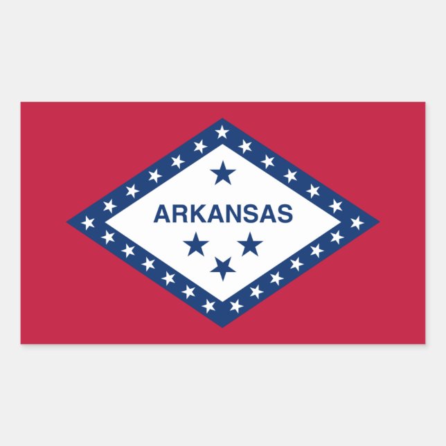 Adesivo Retangular Arkansan Flag, Flag do Arkansas (Frente)