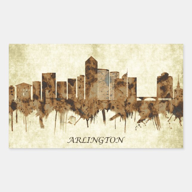 Adesivo Retangular Arlington Texas Cityscape (Frente)