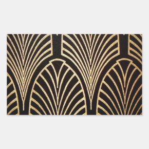 Adesivo Retangular Art nouveau, art deco, padrão do ventilador, bronz