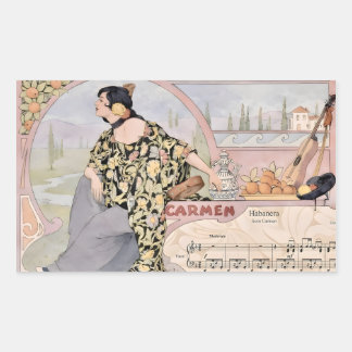 Adesivo Retangular Art Nouveau Carmen Habanera Print – Vintage Opera 