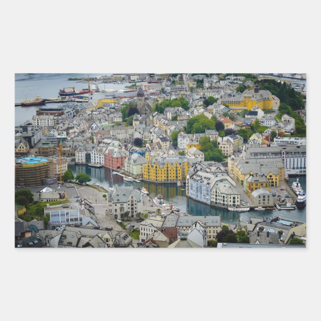 Adesivo Retangular Art Nouveau City Alesund, Noruega (Frente)