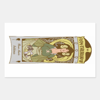 Adesivo Retangular Art Nouveau Ex Libris livrante, colorido à mão