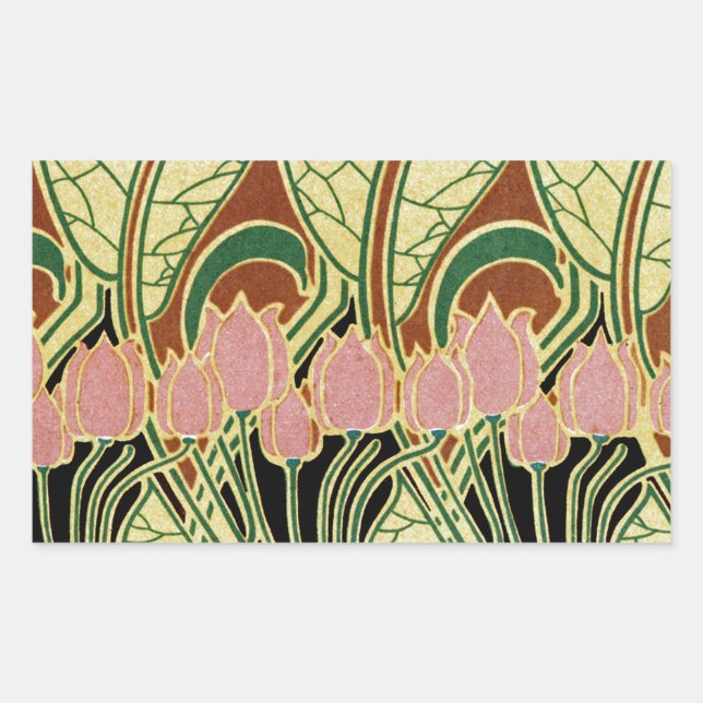 Adesivo Retangular Art Nouveau padrão nº 1 (Frente)