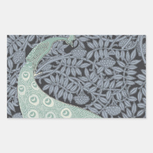 Adesivo Retangular Art Nouveau Peacock Classic Vintage Bird