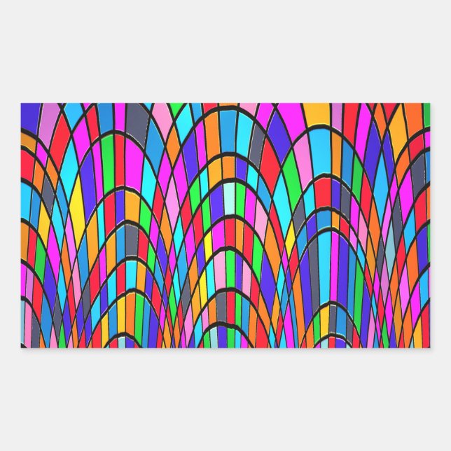 Adesivo Retangular Arte abstrata em mosaico de vitral multicolorido (Frente)