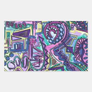 Adesivo Retangular Arte abstrata pintada à mão - Livre Arbítrio