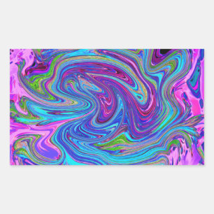 Adesivo Retangular Arte Abstrata Retro Groovy Azul, Rosa e Roxo