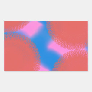Adesivo Retangular arte abstrata vermelho rosa e azul 56789