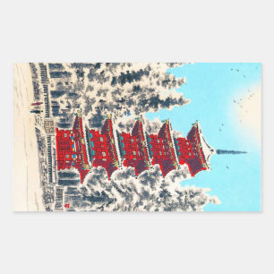 Adesivo Retangular Arte antiga clássica japonesa oriental legal do