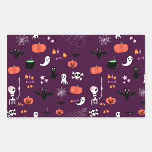 Adesivo Retangular Arte Assustadoramente Fofa de Halloween