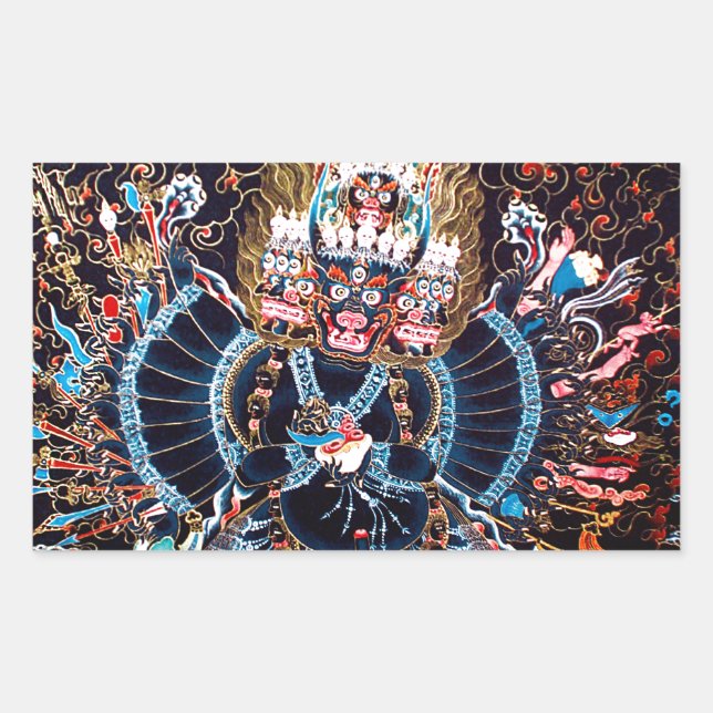 Adesivo Retangular Arte budista tibetana (Chemckok Heruka) (Frente)