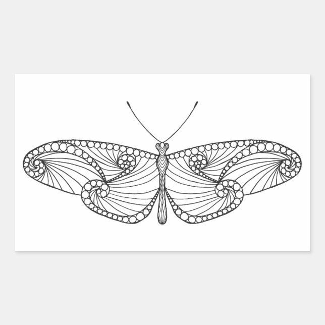 Adesivo Retangular Arte da Borboleta Inspirada (Frente)