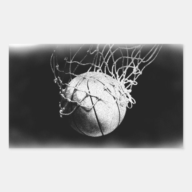 Adesivo Retangular Arte de Basquete Negra (Frente)