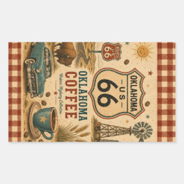 Adesivo Retangular Arte de decalque de café Oklahoma Mother Road