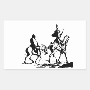 Adesivo Retangular Arte de Don Quixote e de Sancho Panza