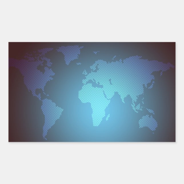 Adesivo Retangular Arte de Mapa Mundial Gradiente de Ponto Digital (Frente)