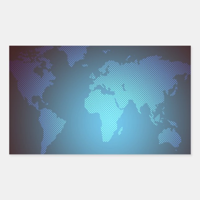 Adesivo Retangular Arte de Mapa Mundial Gradiente de Ponto Digital (Frente)