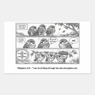 Adesivo Retangular Arte de Passarinho de Quadrinhos da Escritura Bíbl