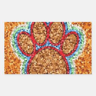 Adesivo Retangular Arte de Pata de Cães com Poli Baixa