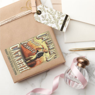 Adesivo Retangular Arte de Rótulo Antigo, Inalador de Asma de Bolso d