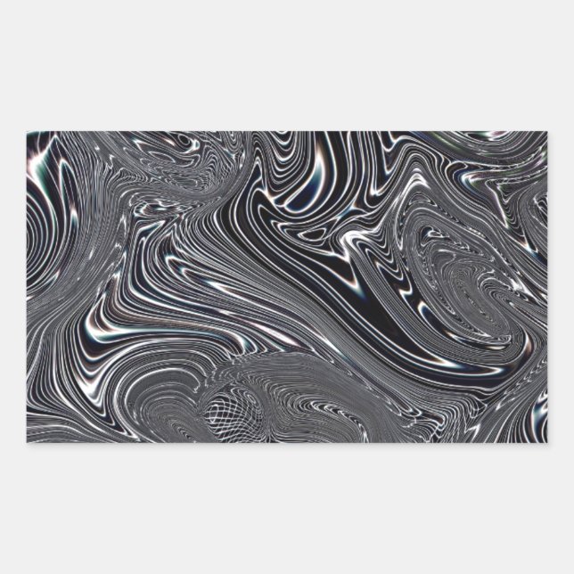 Adesivo Retangular Arte digital Abstrato a preto e branco (Frente)