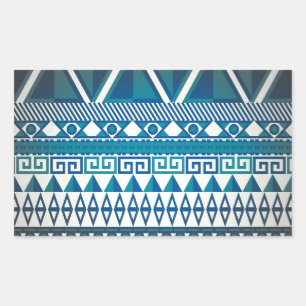 Adesivo Retangular Arte elegante do asteca do design do vintage