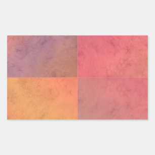 Adesivo Retangular Arte Geométrica em Aquarela Vermelho Rosa Laranja