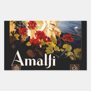 Adesivo Retangular Arte Gráfico de Poster de Viagem Vintage Amalfi It