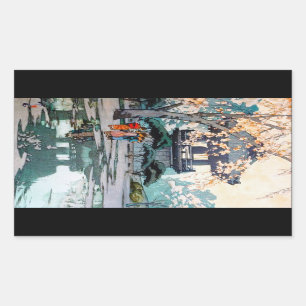 Adesivo Retangular Arte japonesa oriental legal do santuário de