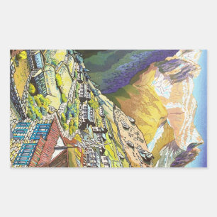 Adesivo Retangular Arte oriental legal da montanha de Tibet da feira