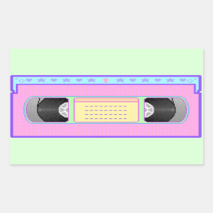 Adesivo Retangular Arte Pastel do pixel do vaporwave de VHS do kawaii