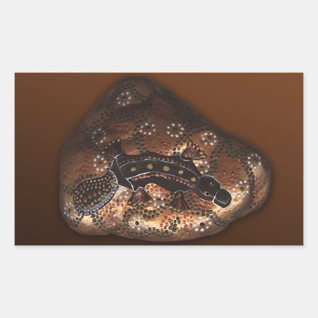 Adesivo Retangular Arte Platypus, estilo aborígene australiano (Frente)