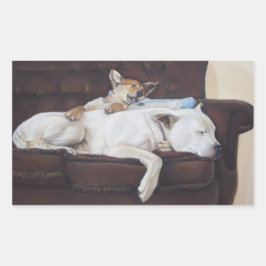 Adesivo Retangular arte realista do cachorrinho branco-americano