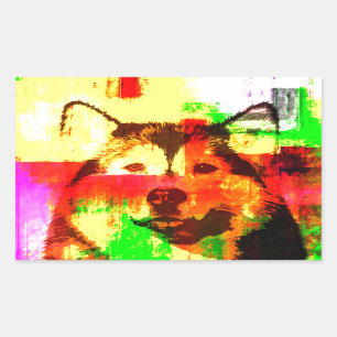 Adesivo Retangular Arte Siberian Husky Dog