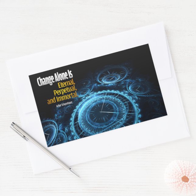 Adesivo Retangular Arthur Schopenhauer Inspirational Cote "Mudança" (Envelope)