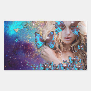 ADESIVO RETANGULAR ARTISTA BLUE BUTERRFLY BEAUTY MAKEUP