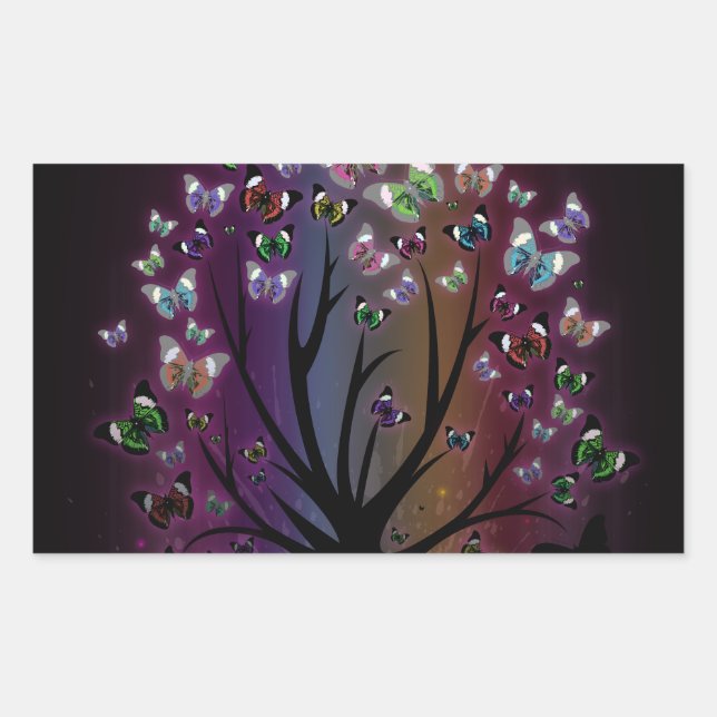 Adesivo Retangular Árvore borboleta (Frente)