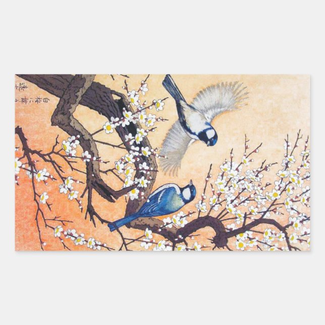 Adesivo Retangular árvore-cereja das aves do Japão oriental legal Yos (Frente)