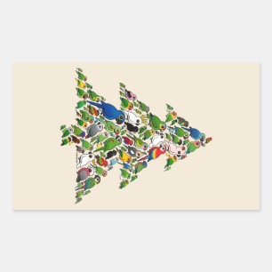 Adesivo Retangular Árvore de Natal do papagaio