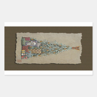 Adesivo Retangular Árvore de Natal e Apresentações