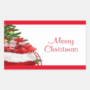 Adesivo Retangular Árvore De Natal E Presentes Personalizados De mod
