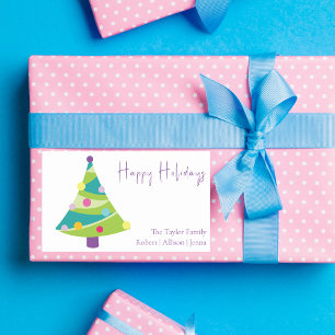 Adesivo Retangular Árvore de Natal Moderna Nome da família