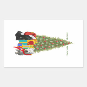 Adesivo Retangular Árvore de Natal Scottie e Westie