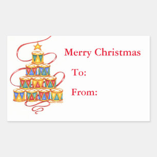 Adesivo Retangular Árvore de Rótulos de Presente de Natal